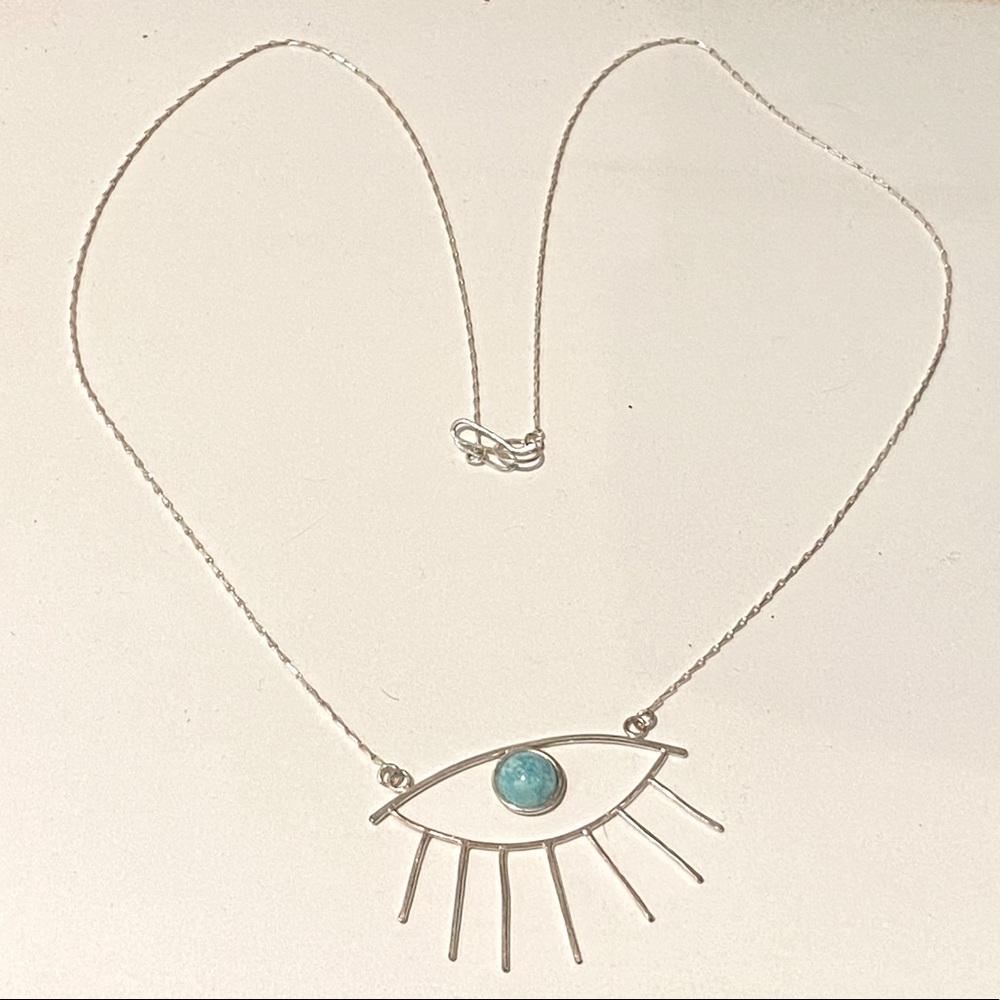 Silver-tone Eye Necklace Long